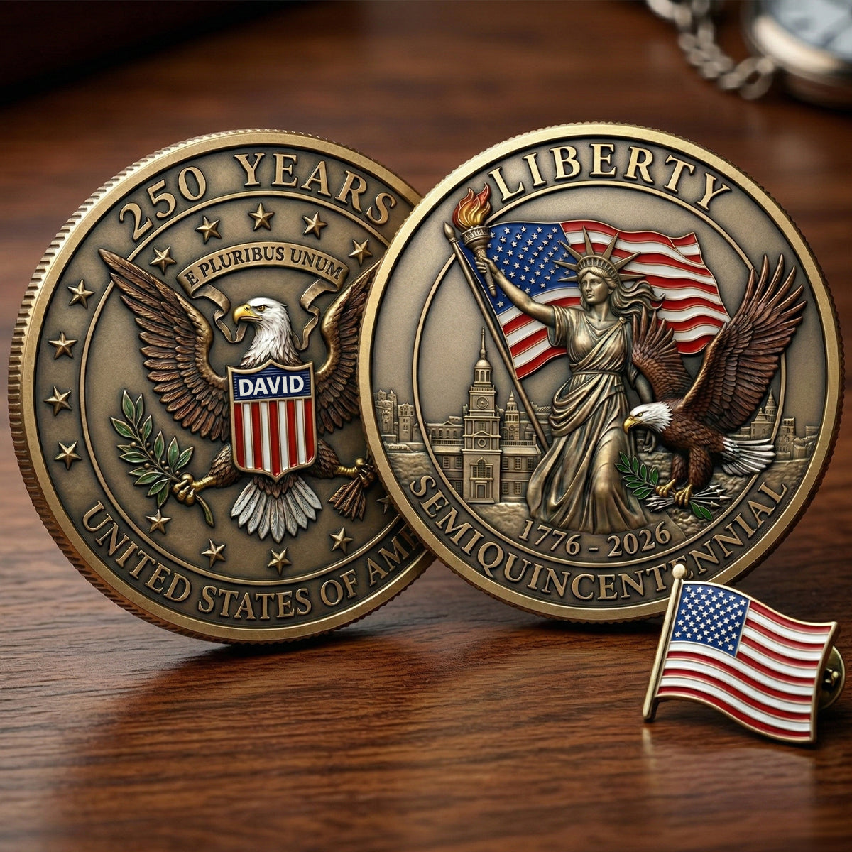 250 Years of Liberty Commemorative Metal Coin - Personalized Anniversary Gift for History Lovers Coin PopCulturePrints