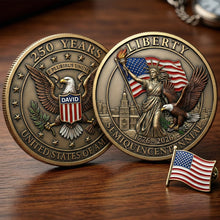 Load image into Gallery viewer, 250 Years of Liberty Commemorative Metal Coin - Personalized Anniversary Gift for History Lovers Coin PopCulturePrints
