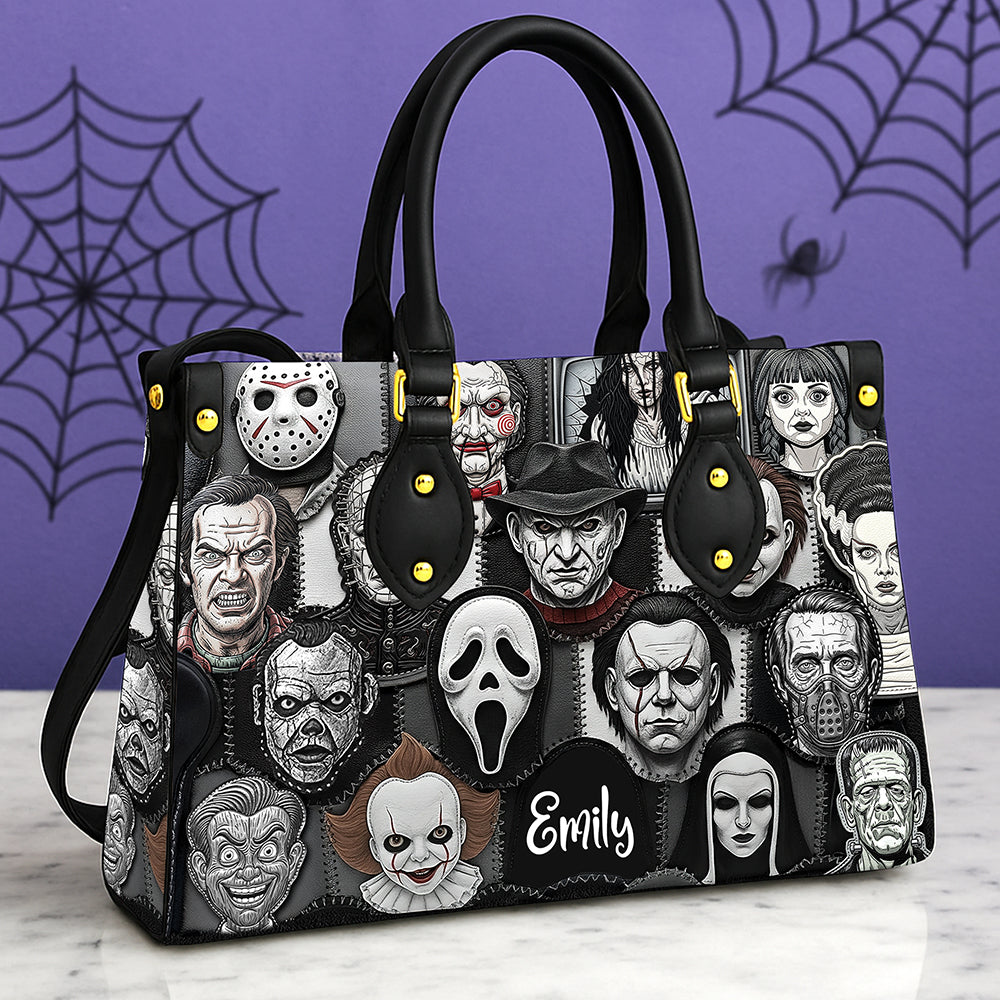 “Embrace the Dark Side” - Horror Patches Leather Bag, Custom Personalized Gifts for Horror Movie Enthusiasts Leather Bag PopCulturePrints