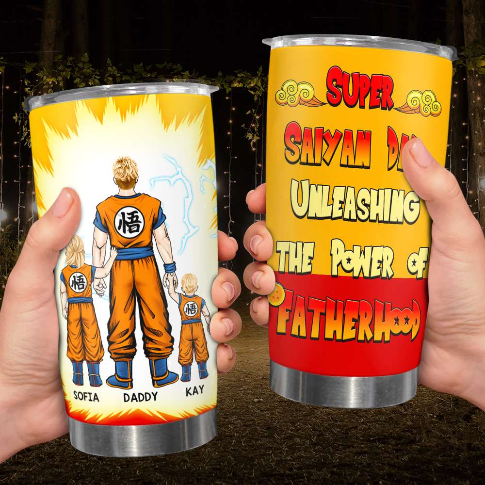 “Super Saiyan Mom Unleashing the Power of Motherhood” - Personalized Tumbler, Perfect Gift for Mom, Grandma & More Tumbler Cup PopCulturePrints