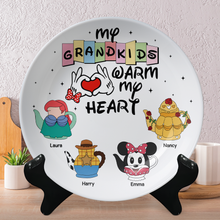 Load image into Gallery viewer, My Grandkids Warm My Heart - Personalized Ceramic Round Plate Ceramic Round Plate PopCulturePrints
