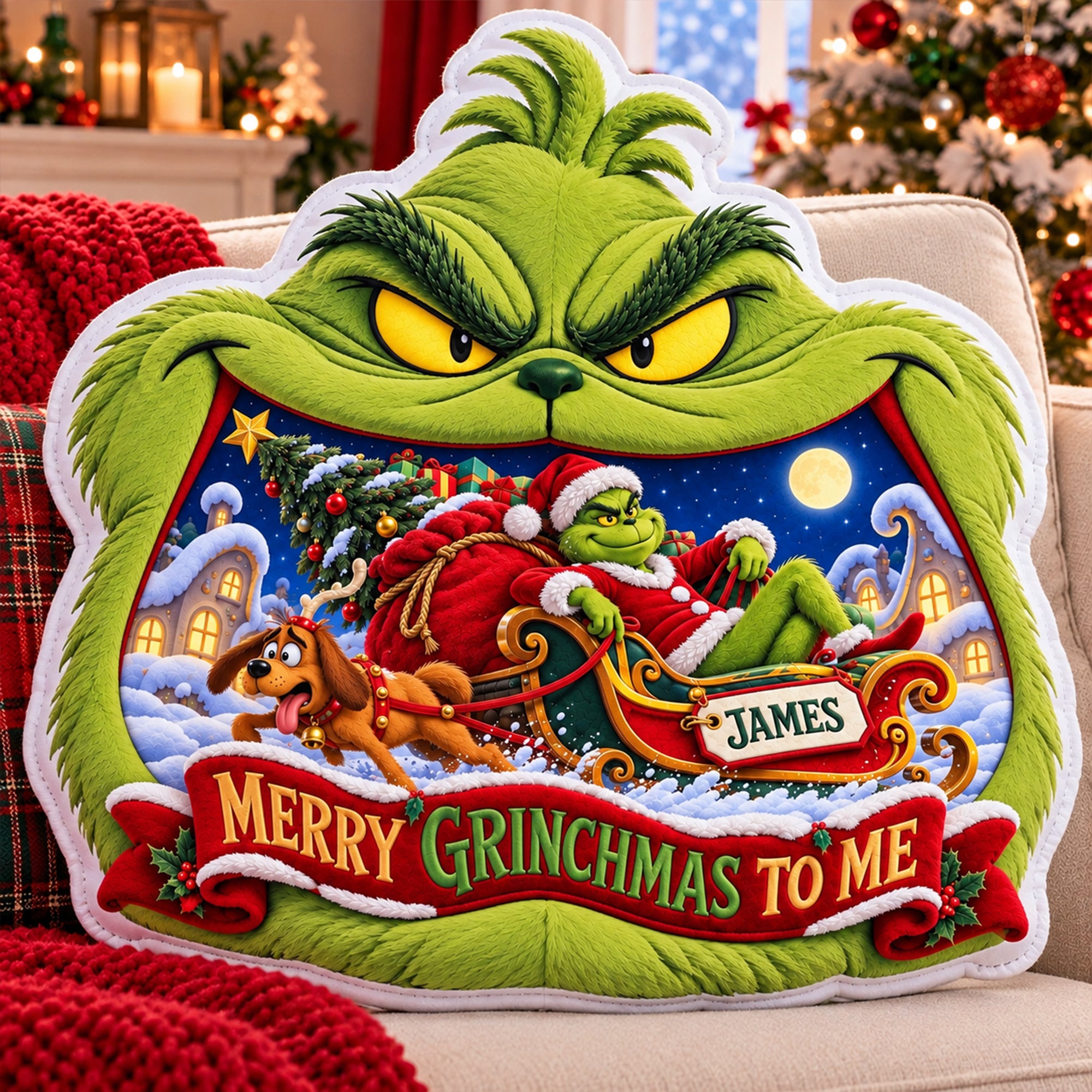 Furry Mischief Santa Christmas Custom Shaped Pillow - Personalized Christmas Gifts 01halu131026 Pillow PopCulturePrints