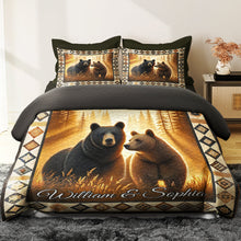 Load image into Gallery viewer, Personalized Bear Couple Quilt Bedding Set - Perfect Gift for Couples Blanket PopCulturePrints
