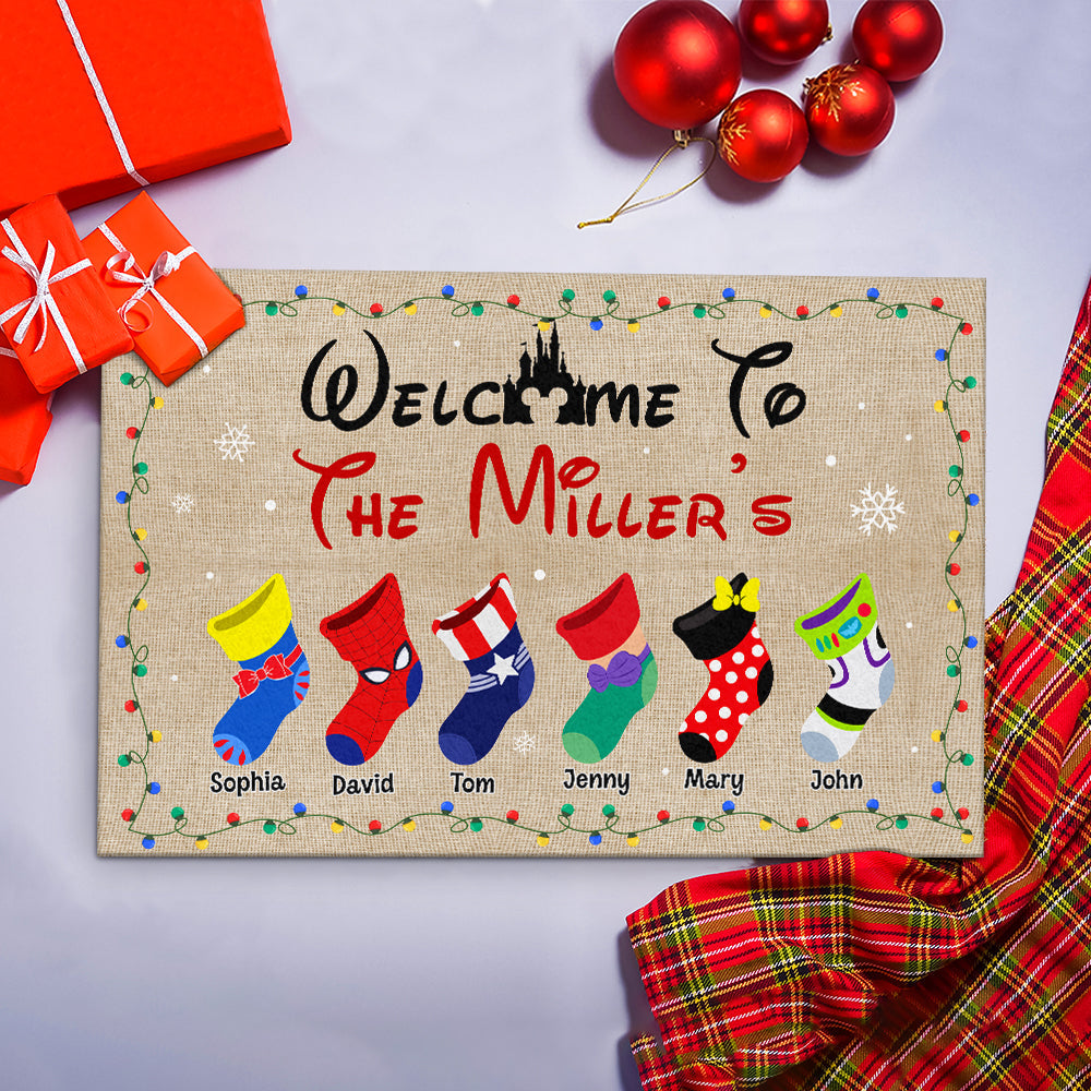 Personalized Family Socks Welcome Door Mat Doormat PopCulturePrints
