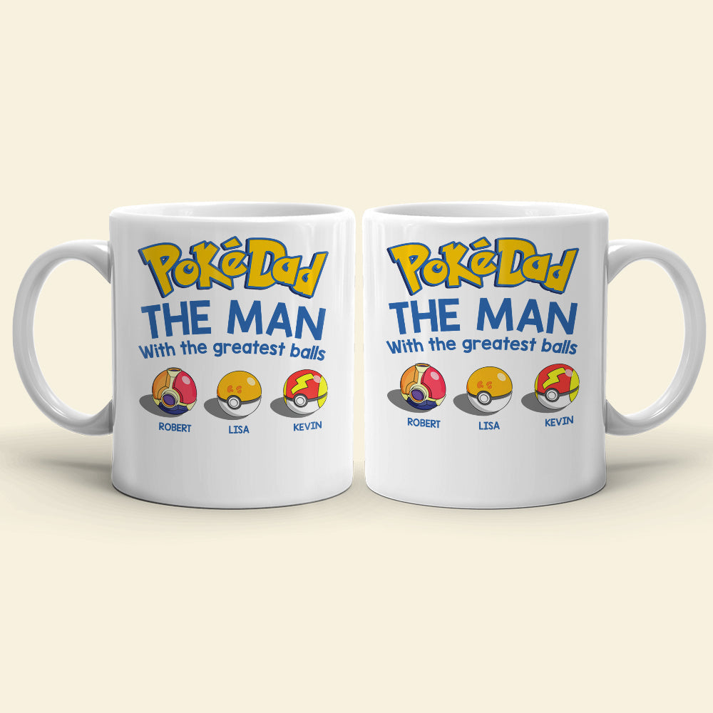 Personalized PokeDad Mug for Dad with the Greatest Balls Coffee Mug PopCulturePrints