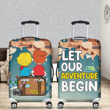 Load image into Gallery viewer, Personalized Luggage Cover for Couples - Let Our Adventure Begin Luggage Covers PopCulturePrints
