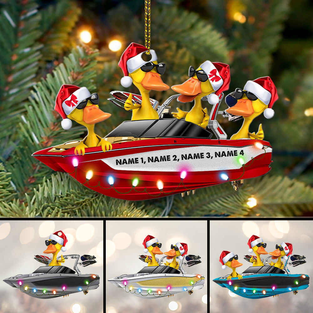 Wakeboarding Ducks Personalized Christmas Ornament - Customized Gifts for Wakeboarder