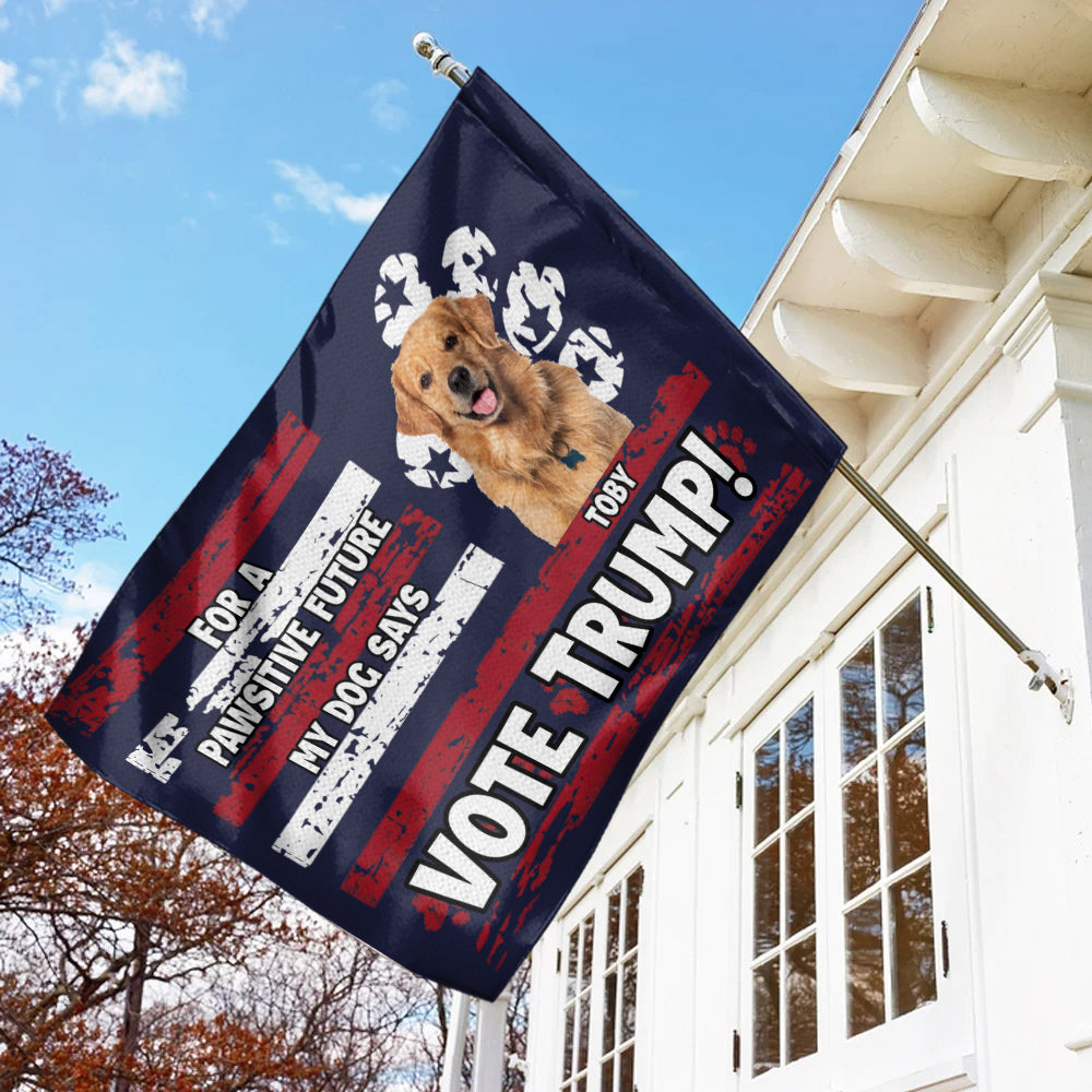 Personalized Dog Lover House Flag - Pawsitive Future Vote Toby