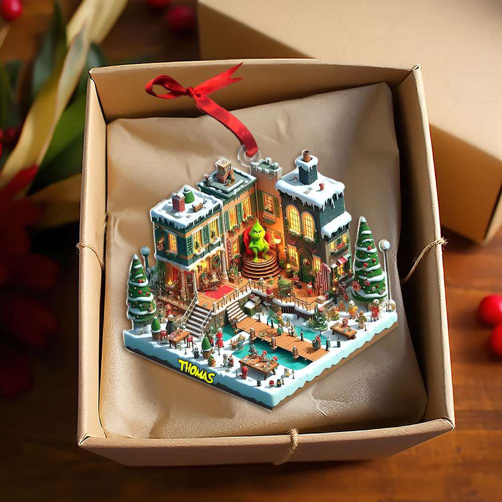 Custom Grinch Christmas Village Ornament