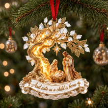 Load image into Gallery viewer, "And unto us a child is born" - Precious Moment Nativity Ornament, Personalized Gift for Christians
