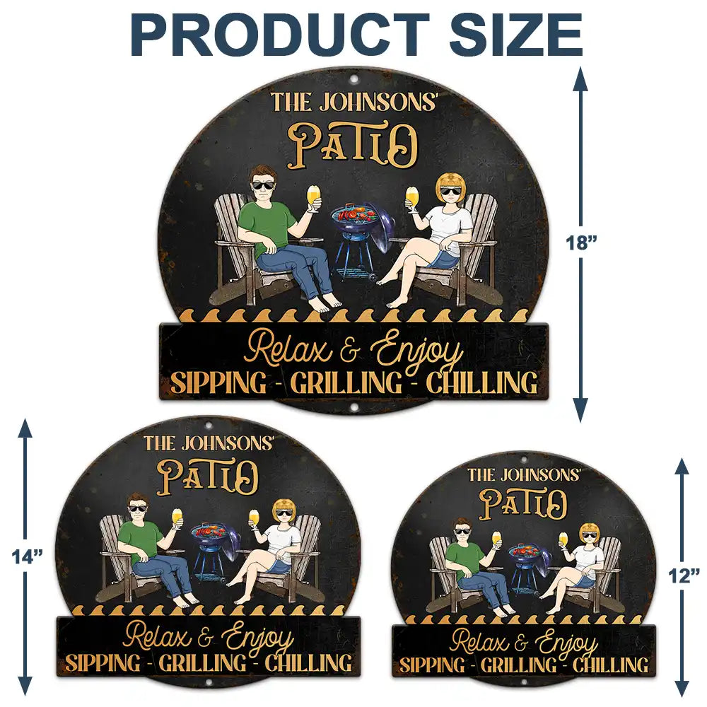 Personalized Pool & Patio Relaxation Sign - Chill with Style Custom Shaped Metal Sign PopCulturePrints