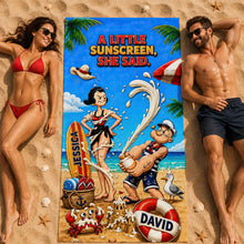 Load image into Gallery viewer, A Little Sunscreen Beach Towel - Personalized Couple Gift

