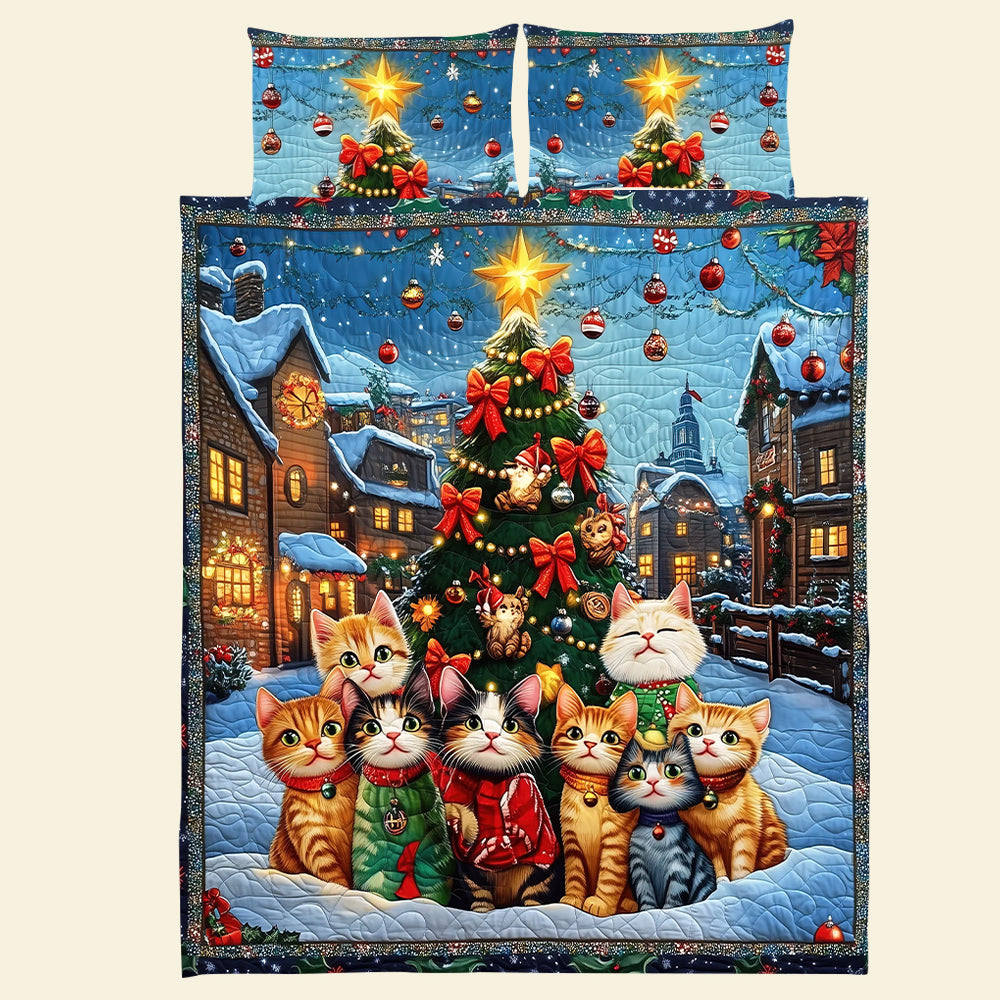 Festive Cat Lovers' Quilt Bed Set - Christmas Edition Blanket PopCulturePrints