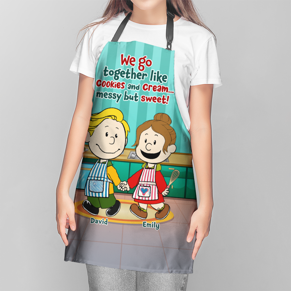 Personalized Couple Aprons - Sweet and Messy Cooking Together Aprons PopCulturePrints
