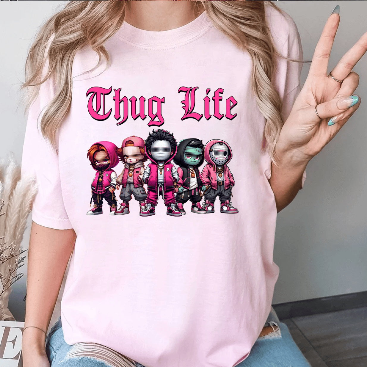 Horror Film Chibi Boys 'Thug Life' Halloween Shirt