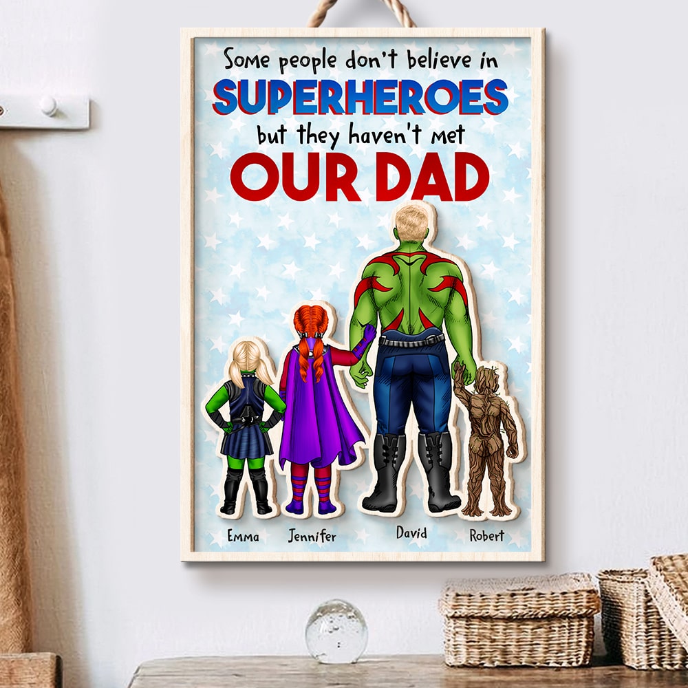 Custom Superhero Dad Wood Sign Wood Sign PopCulturePrints
