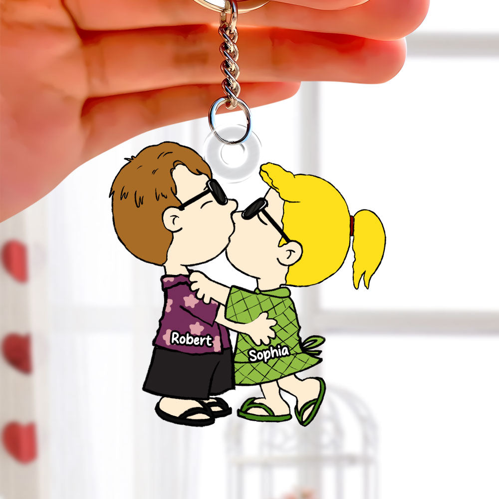 Personalized Kissing Couple Keychain | Unique Valentine's Day Gifts for Couples Keychains PopCulturePrints