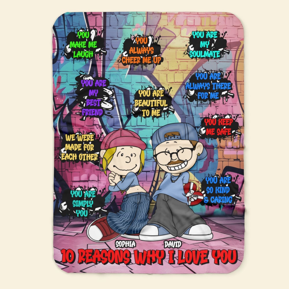 Personalized Couples Blanket - 10 Reasons Why I Love You Blanket PopCulturePrints