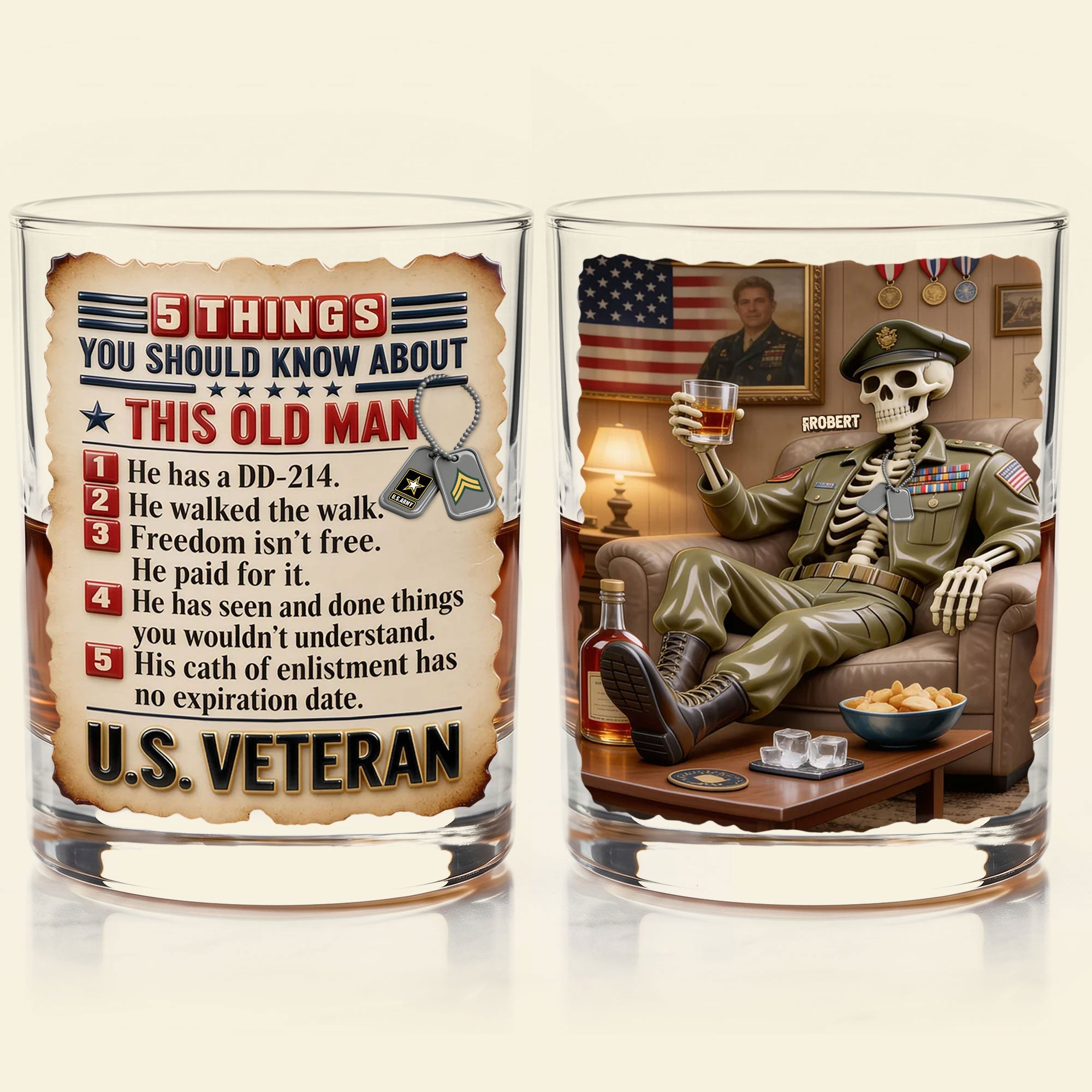 “Honor the Brave” - Personalize Your Own Round Glass for Veterans