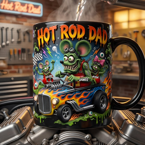 “Rev Up the Fun!” - Hot Rod Dad Magic Coffee Mug - Personalized Gifts for Dad and Grandpa Coffee Mug PopCulturePrints