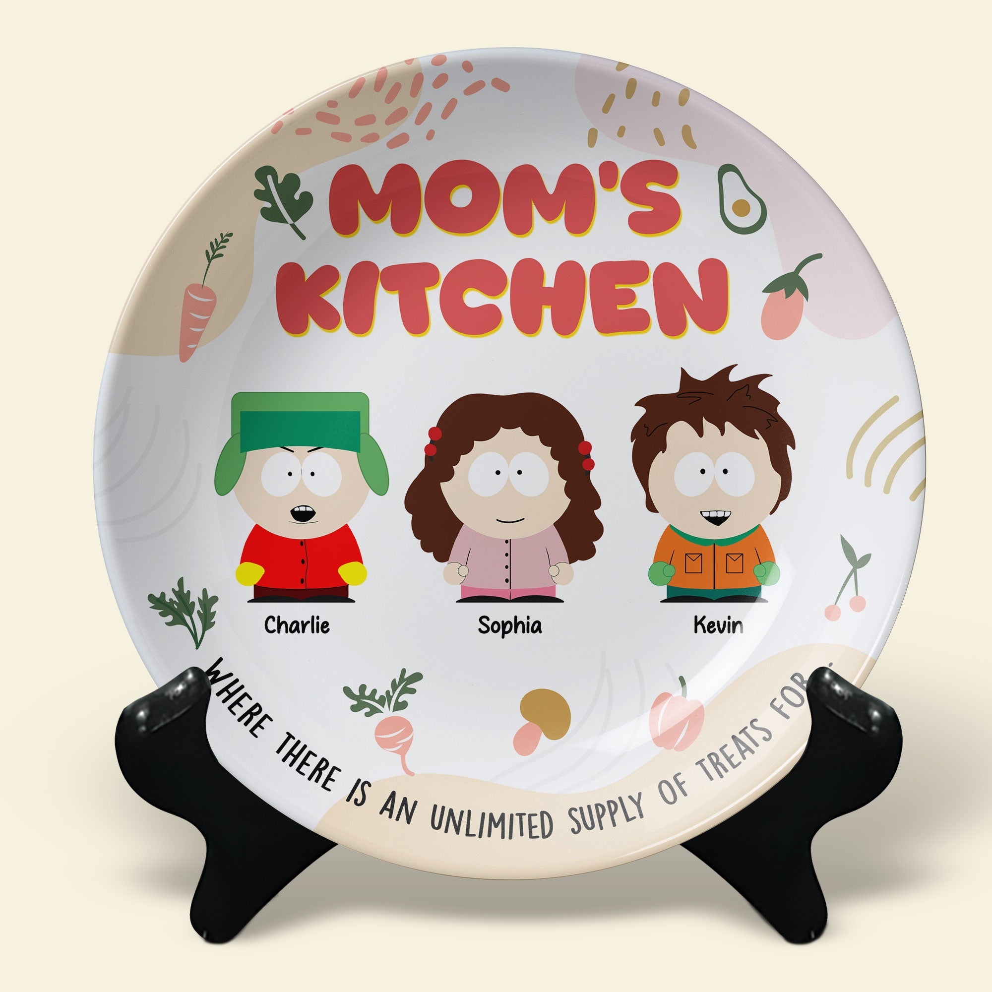 Mom's Kitchen Personalized Ceramic Round Plate - Unique Gift for Mom and Grandma Ceramic Round Plate PopCulturePrints