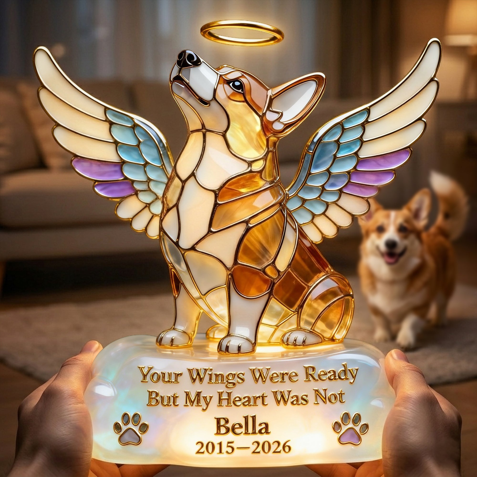 Your Wings Were Ready, But My Heart Was Not - Custom Pet Angel Memorial Light Box Light Box PopCulturePrints