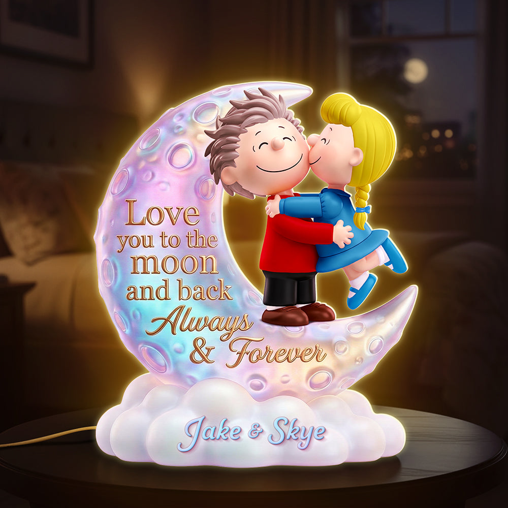 Love you to the moon and back - Lovely Couple Acrylic Light Box | Personalized Gift for Couples Light Box PopCulturePrints