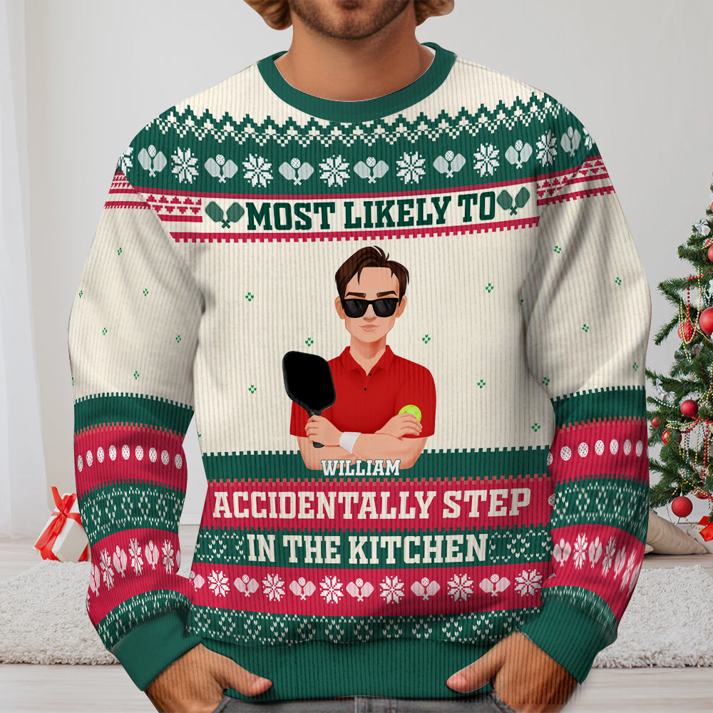 Personalized Pickleball Lover Christmas Sweater - Most Likely To Design