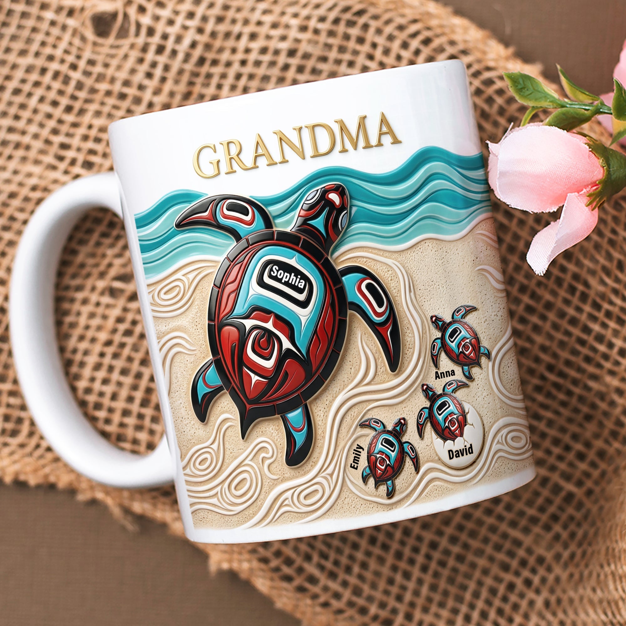 “Turtles Bring Love” - Personalized Turtle Grandma Coffee Mug - Unique Gift for Grandmas, Moms, and Loved Ones Coffee Mug PopCulturePrints