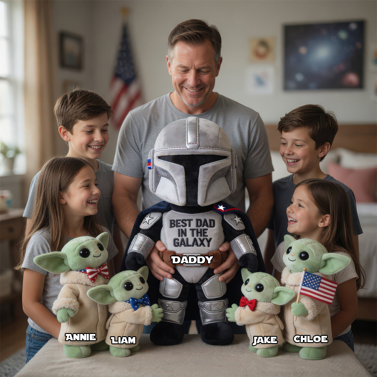 "Best Dad in the Galaxy" - Freedom Legacy Dad Pillow - Personalized Gift for Dads, Grandpas, and Special Loved Ones Pillow PopCulturePrints