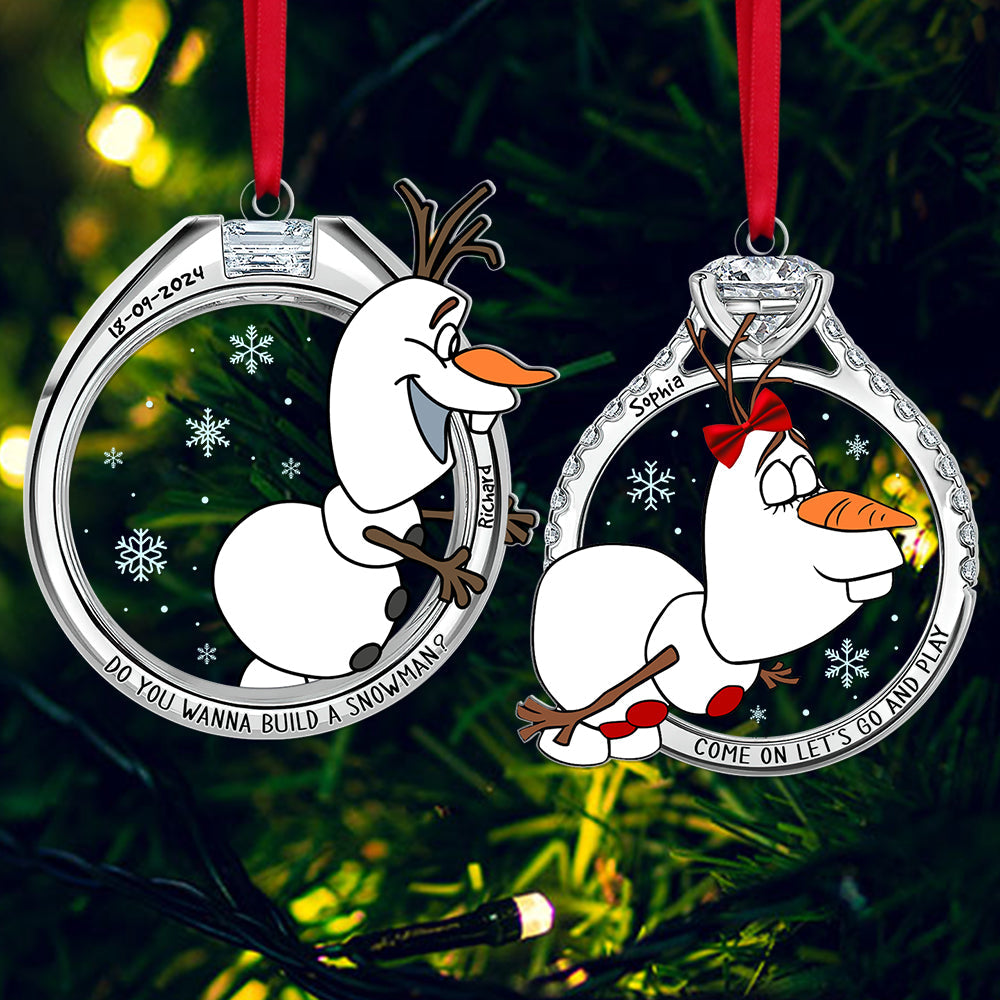Customizable Couple's Christmas Ornament - Playful Snowman | Valentine's Day Gifts Ornament PopCulturePrints
