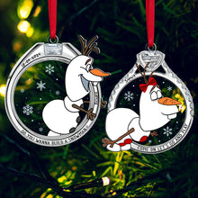 Load image into Gallery viewer, Customizable Couple&#39;s Christmas Ornament - Playful Snowman | Valentine&#39;s Day Gifts Ornament PopCulturePrints
