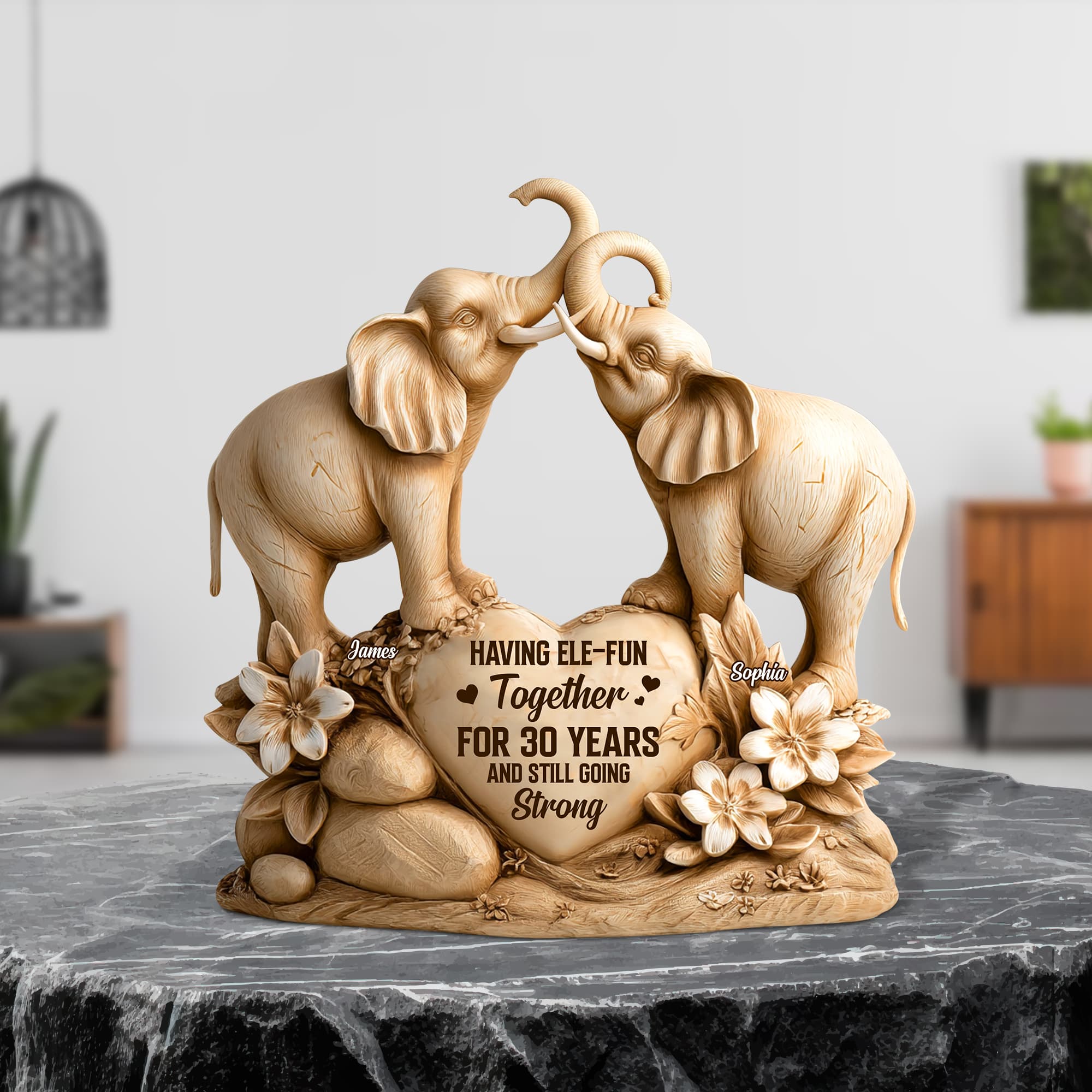 Having Ele-Fun Together - Personalized Elephant Couple Plaque - Unique Gift for Couples Shaped Plaques PopCulturePrints
