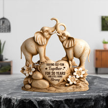 Load image into Gallery viewer, Having Ele-Fun Together - Personalized Elephant Couple Plaque - Unique Gift for Couples Shaped Plaques PopCulturePrints
