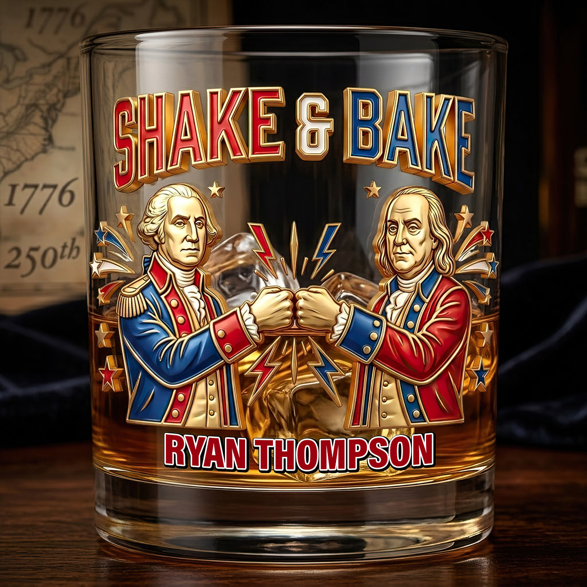 "Shake & Bake!" Celebrate 250 Years of USA - Personalized Round Glass - Unique Gifts for History Buffs, Collectors & Friends Glass PopCulturePrints