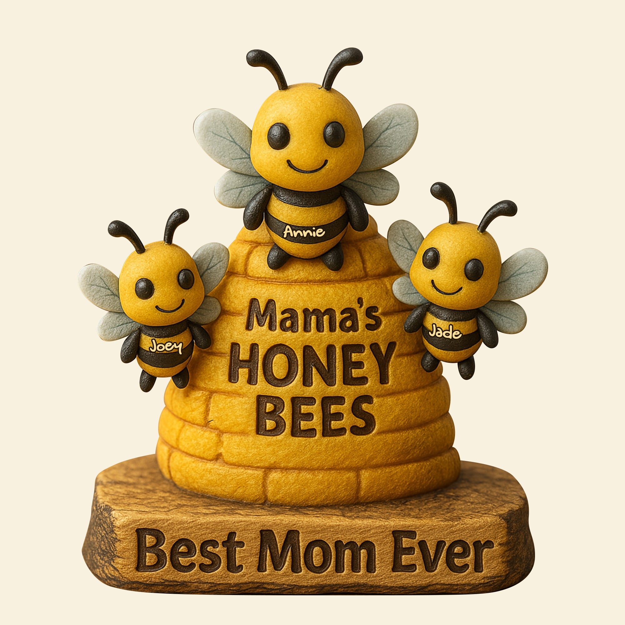 Mama's Honey Bees - Best Mom Ever - Personalized Acrylic Plaque for Mom & Grandma Shaped Plaques PopCulturePrints