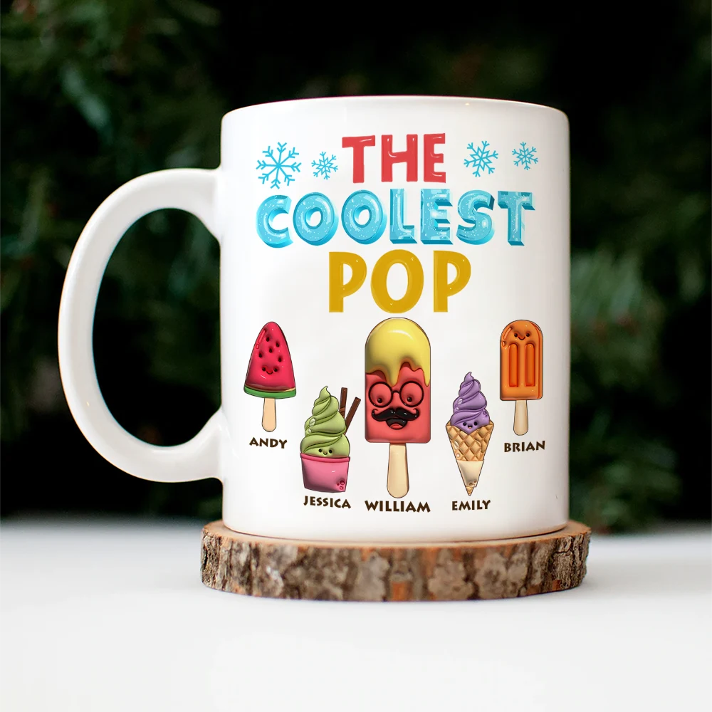 The Coolest Papa - Personalized 3D Effect Cartoon Ice Cream Mug Mug PopCulturePrints