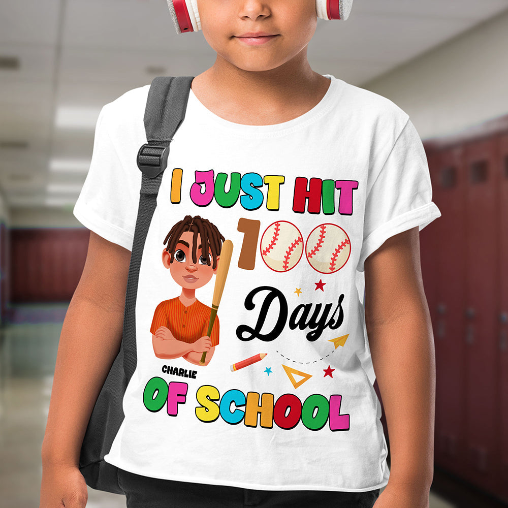 Personalized Baseball Kid Shirt - 100 Days of School Shirts PopCulturePrints