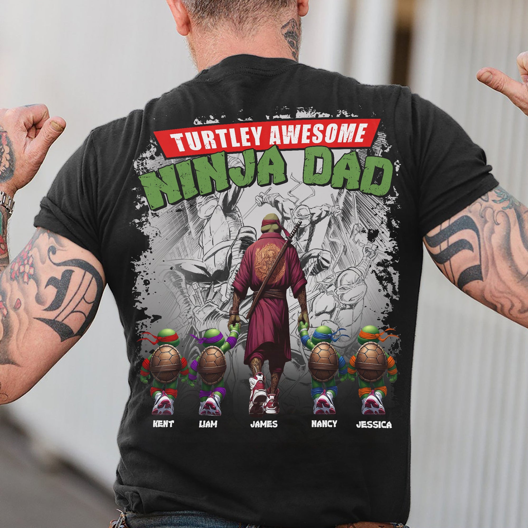 Custom Ninja Dad Shirt - Personalized Names