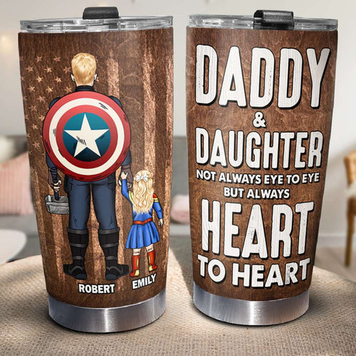 Daddy & Daughter Heart to Heart Personalized Tumbler Tumbler Cup PopCulturePrints