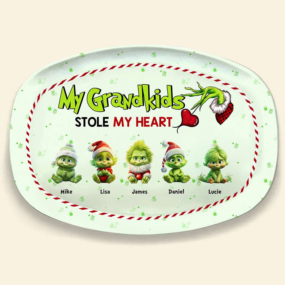 Personalized 'My Grandkids Stole My Heart' Resin Plate - Christmas Gift Resin Plate PopCulturePrints