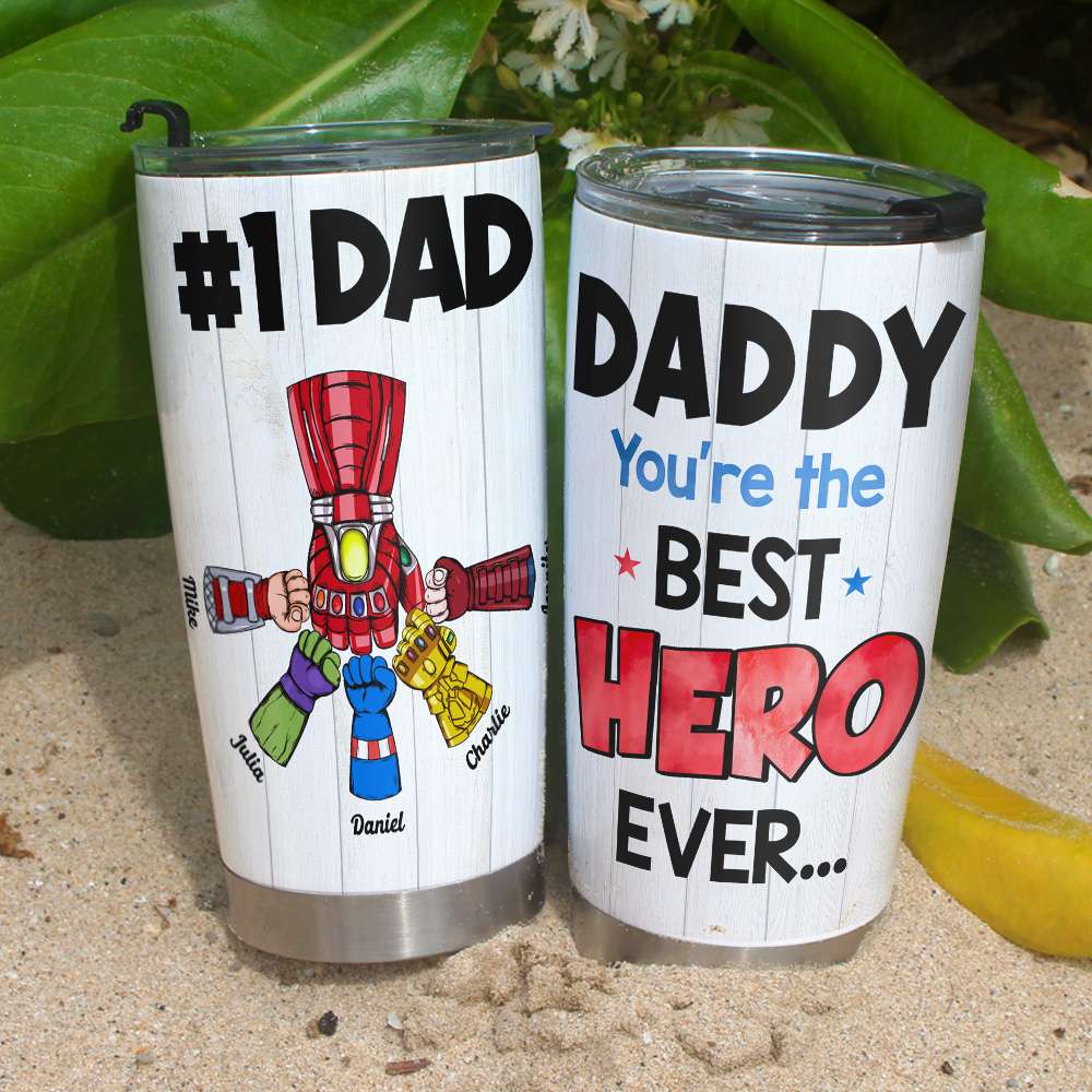 Custom Superhero Dad Tumbler - Personalized Gift for Fathers