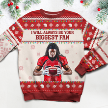 Load image into Gallery viewer, Personalized Football Fan Ugly Sweater - Custom Photo Gift
