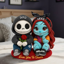 Load image into Gallery viewer, Love You To Death - Spooky Cute Couples Pillow - Personalized Gift for Couples Pillow PopCulturePrints
