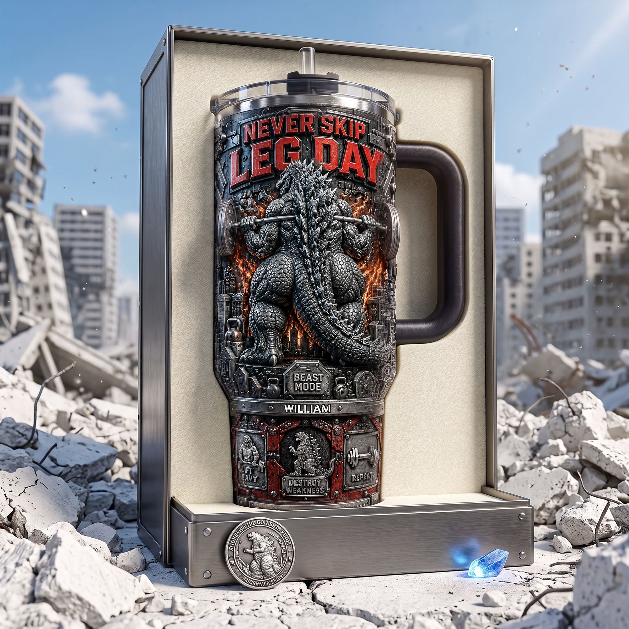 Never Skip Leg Day - Fun Leg Squat 40oz Tumbler With Handle - Personalized Gift for Gym Enthusiasts Tumbler Cup PopCulturePrints