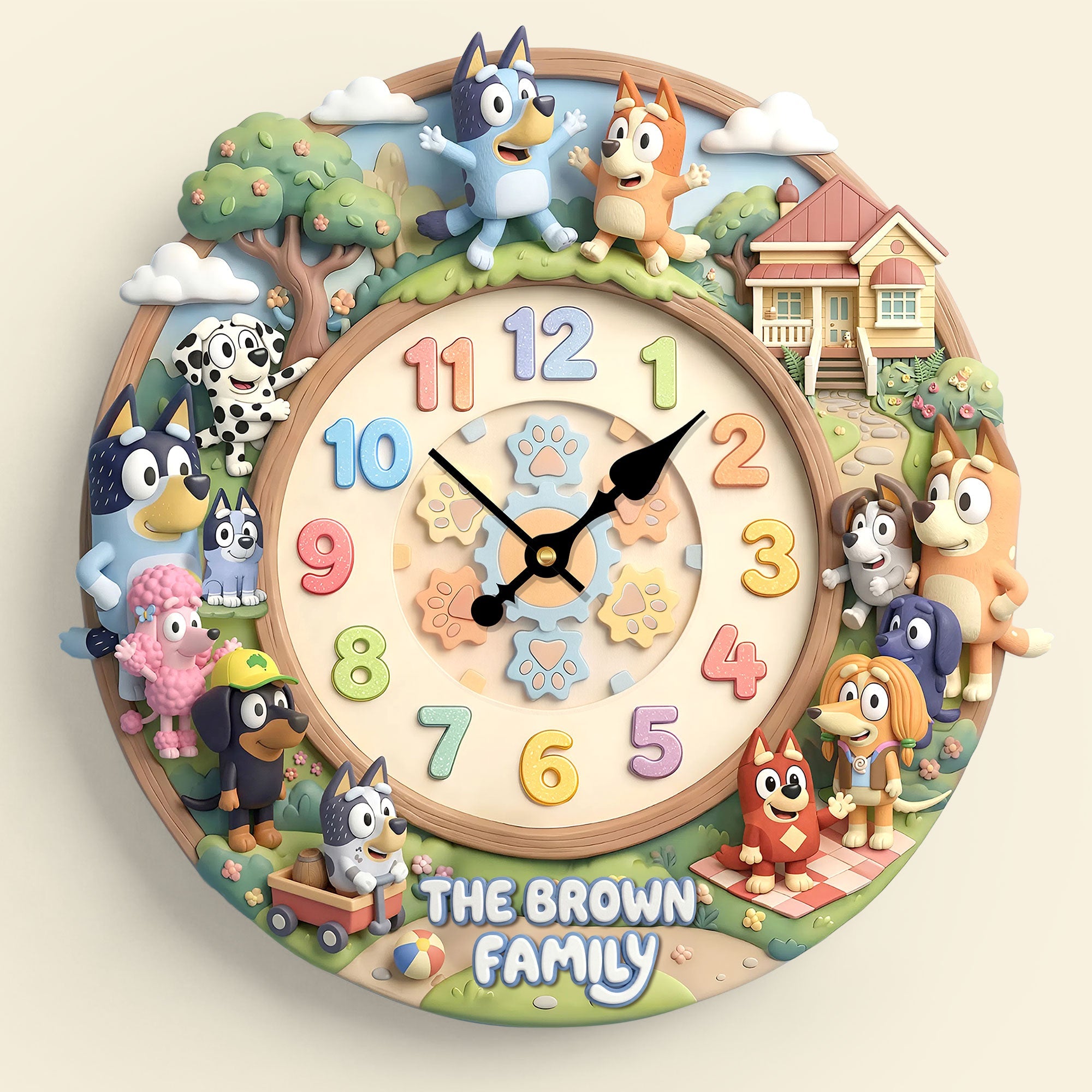 "Time Flies with Joy - Lovely Characters Wall Clock" - Personalized Gift for Families and Friends Hanging Wall Clock PopCulturePrints