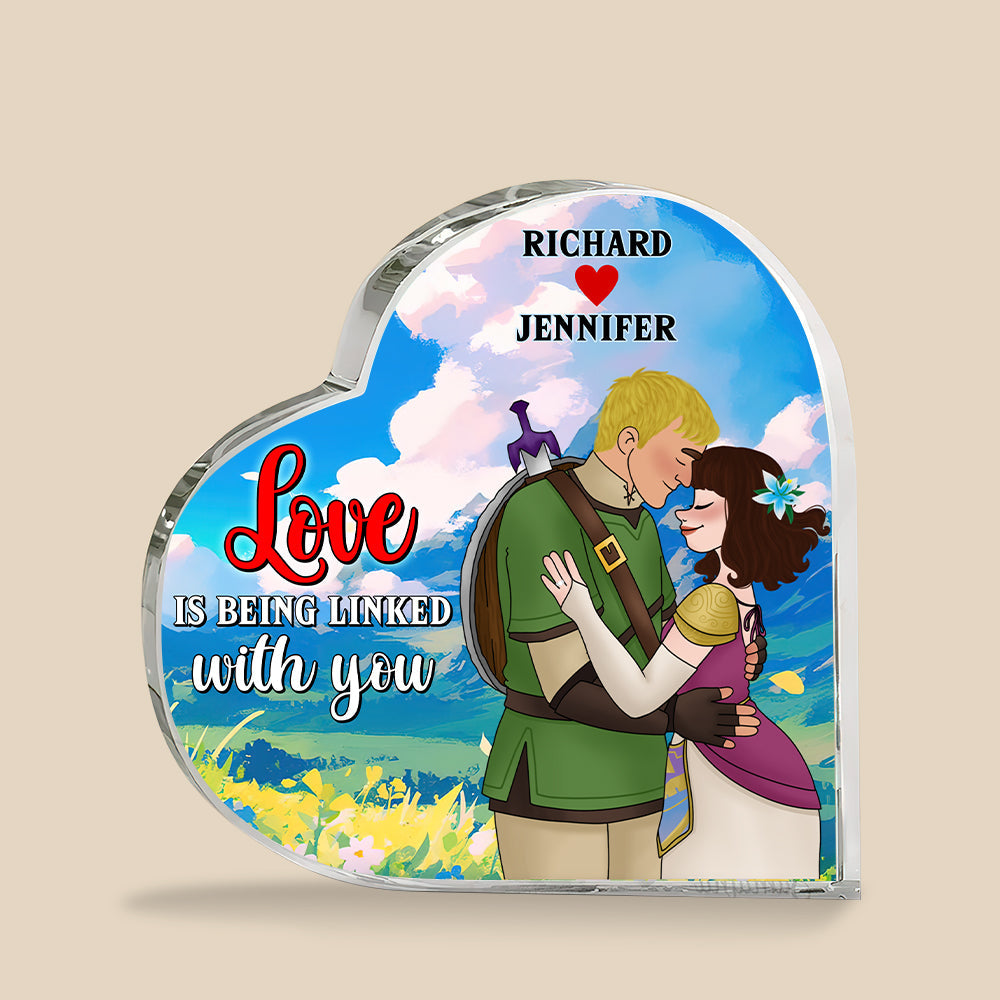 Custom Heart Plaque for Couples - Love is Being Linked with You Shaped Plaques PopCulturePrints