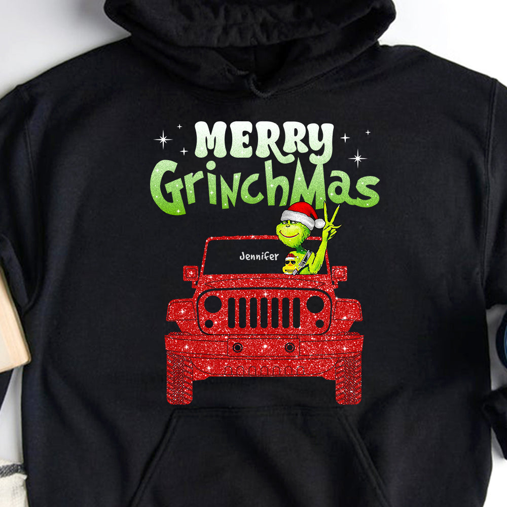 Personalized Merry GrinchMas Glitter Shirt for Off-road Lovers