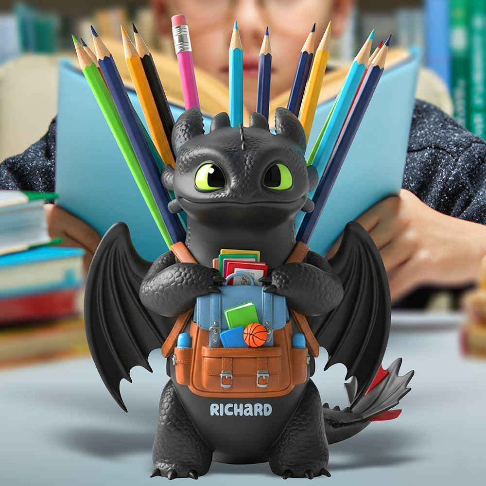 Ignite Imagination with a Personalized Mythical Creature Wooden Pen Holder - Perfect Gift for Fantasy Enthusiasts Pen Holder PopCulturePrints