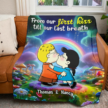 Load image into Gallery viewer, Personalized Couple Blanket: From Our First Kiss to Our Last Breath Blanket PopCulturePrints
